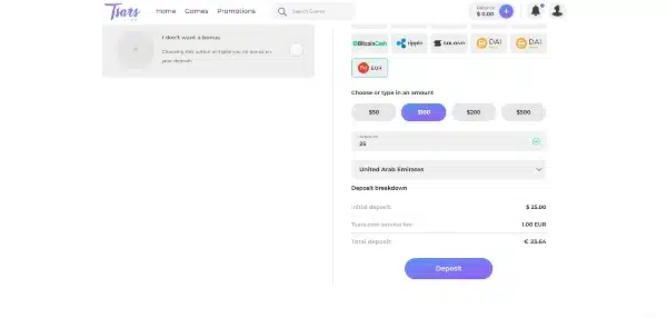 Input the amount you wish to deposit with Perfect Money