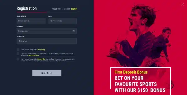 Enter the details on the Rabona Casino sign up form