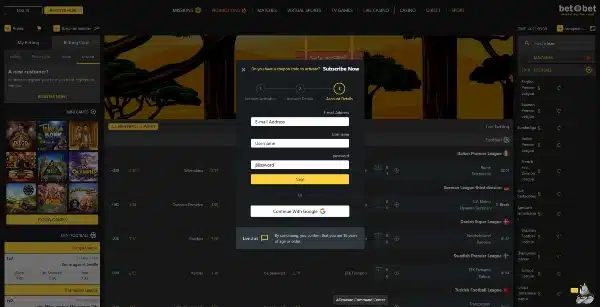 enter your email username and password on Betobet casino